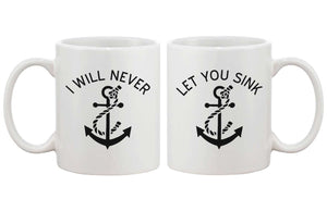 Anchor Matching BFF Coffee Mugs for Best Friend - I Will Never Let You Sink - 365INLOVE