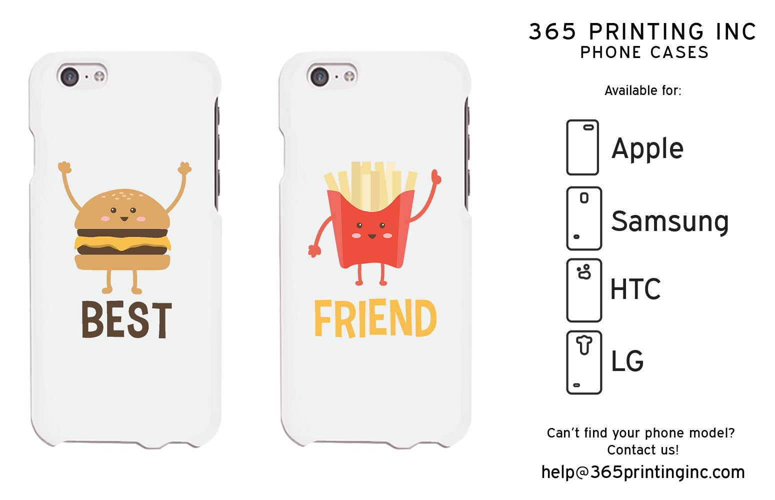 Hambuger And Fries White Cute BFF Matching Phone Cases For Best Friend - 365 IN LOVE Hambuger And Fries White Cute BFF Matching Phone Cases For Best Friend - 365 IN LOVE