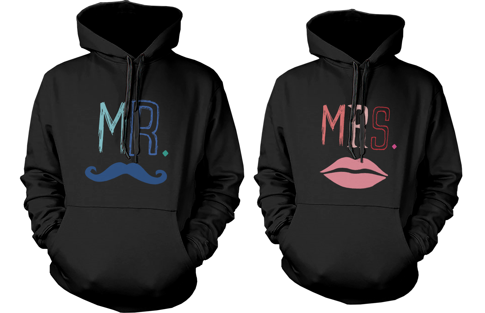 mr mustache and mrs lips hoodies