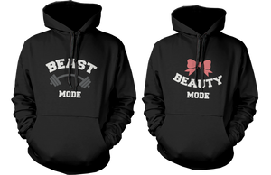 beast mode beauty mode couple hoodies