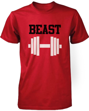 white dumbbell and ribbon couple t shirts