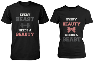 romantic beauty and beast couple shirts
