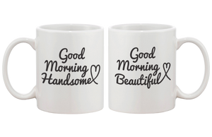 His and Her Mugs Wedding and Bridal Shower Gifts - Good Morning Beautiful & Handsome