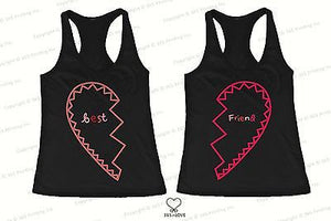 BFF Tank Tops Best Friend Matching Hearts Matching Shirts for Best Friends - 365INLOVE