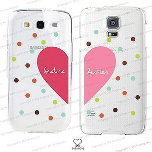 Besties Matching Clear Phone Case Set for BFF - iphone 4 5 5C Galaxy S3 S4 S5 - 365INLOVE