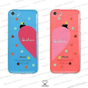 Besties Matching Clear Phone Case Set for BFF - iphone 4 5 5C Galaxy S3 S4 S5 - 365INLOVE