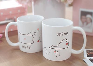 Miss You - Customizable Matching Coffee Mug Sets for Couples and Friends (MC030) - 365INLOVE