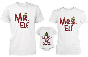 Daddy Mommy and Baby Matching Christmas Elf Family T-Shirt and Bodysuit Set - 365INLOVE