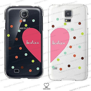 Besties Matching Clear Phone Case Set for BFF - iphone 4 5 5C Galaxy S3 S4 S5 - 365INLOVE