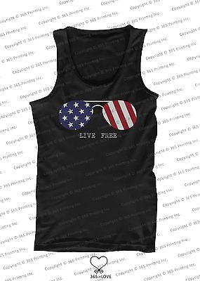 Red White and Blue Collection - Live Free Sunglasses Men's Tank Top - 365INLOVE