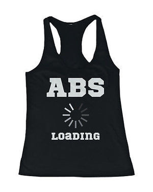 Women's Black Cotton Work Out Tank Top - Abs Loading - 365INLOVE