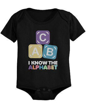 ABC Alphabet Cute Baby Bodysuit - Pre-Shrunk Cotton Snap-On Style Baby Bodysuit - 365INLOVE