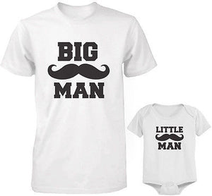 Dad and Baby Matching White T-Shirt and Bodysuit Set - Big Man and Little Man - 365INLOVE