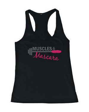 Women's Cute Black Cotton Work Out Tank Top - Muscles and Mascara - 365INLOVE