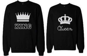 King and Queen Couple SweatShirts Cute Matching Outfit for Couples - 365INLOVE