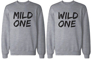 Mild One and Wild One BFF Matching Grey Sweatshirts for Best Friends - 365INLOVE