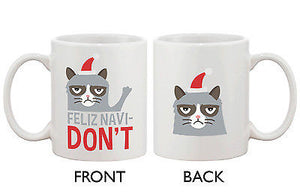 Cute Grumpy Cat Holiday Coffee Mug - Feliz Navidon't Funny Coffee Mug Cup - 365INLOVE
