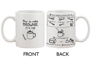 Cute Ceramic Coffee Mug - How to Make Brownie in a Cup - Cute Recipe Mug - 365INLOVE