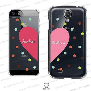 Besties Matching Clear Phone Case Set for BFF - iphone 4 5 5C Galaxy S3 S4 S5 - 365INLOVE