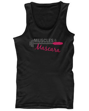 Women's Cute Black Cotton Work Out Tank Top - Muscles and Mascara - 365INLOVE