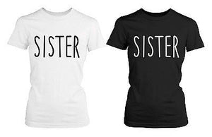 Cute Matching Graphic Shirts for Sisters Black and White Cotton T-shirts - 365INLOVE
