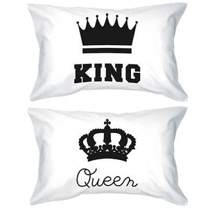 His and Hers Pillowcases King and Queen Crown Matching Couple Pillow Covers - 365INLOVE