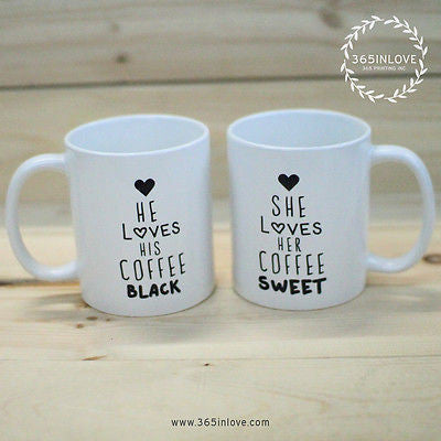 365 Printing Inc. Ice Coffee Cookie Matching Couple Mugs - Perfect Wedding, Engagement, Anniversary, and Valentines Day Gift for