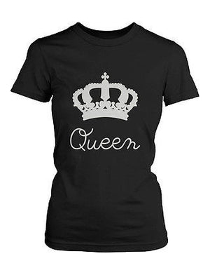 Cute Matching Couple T-Shirts in Black - King and Queen - 100% Cotton - 365INLOVE