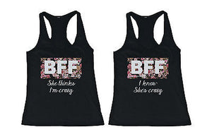 Cute Best Friend Tank Tops - Crazy BFF Floral Print Matching Tanks - 365INLOVE