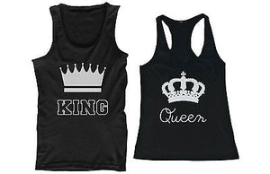 King and Queen Funny Couple Tank Tops Cute Matching Tanks for Couples - 365INLOVE