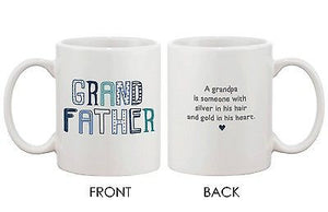 Father's Day Grandpa 11oz Mug for Grandfather -Silver Hair-Gold Heart Cup - 365INLOVE