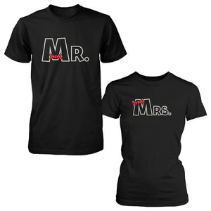 Mr and Mrs Ribbon Couple T-shirts Cute Matching Couple Tee Wedding Gifts Ideas - 365INLOVE