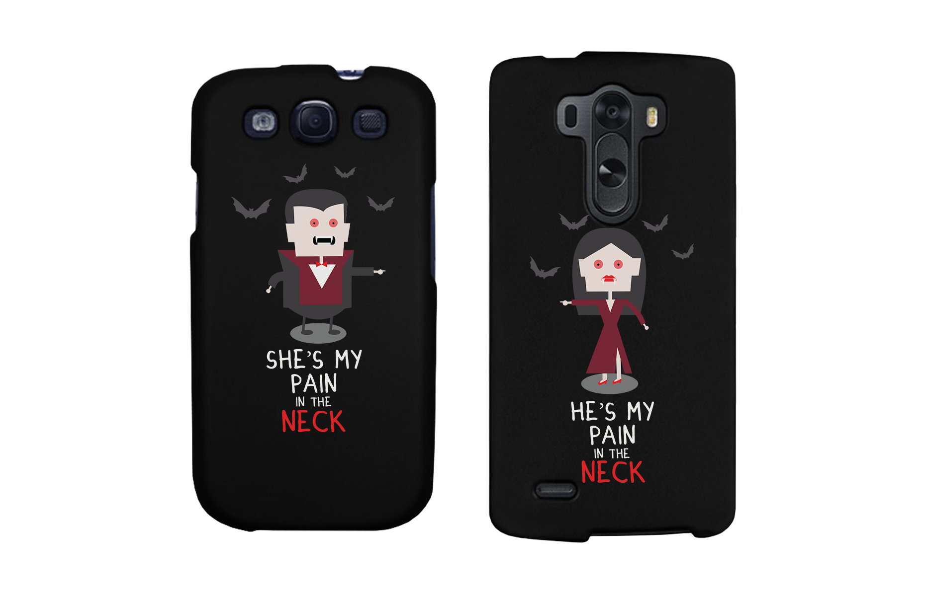 Pain in the Neck Vampires Black Matching Couple Phone Cases Halloween Gift - 365INLOVE