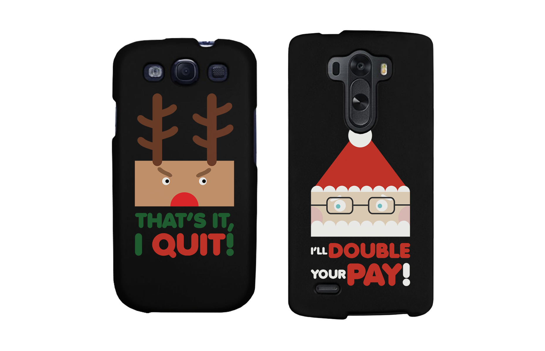 Rudolph and Santa Funny Black Matching Couple Phone Cases Christmas Gifts - 365INLOVE