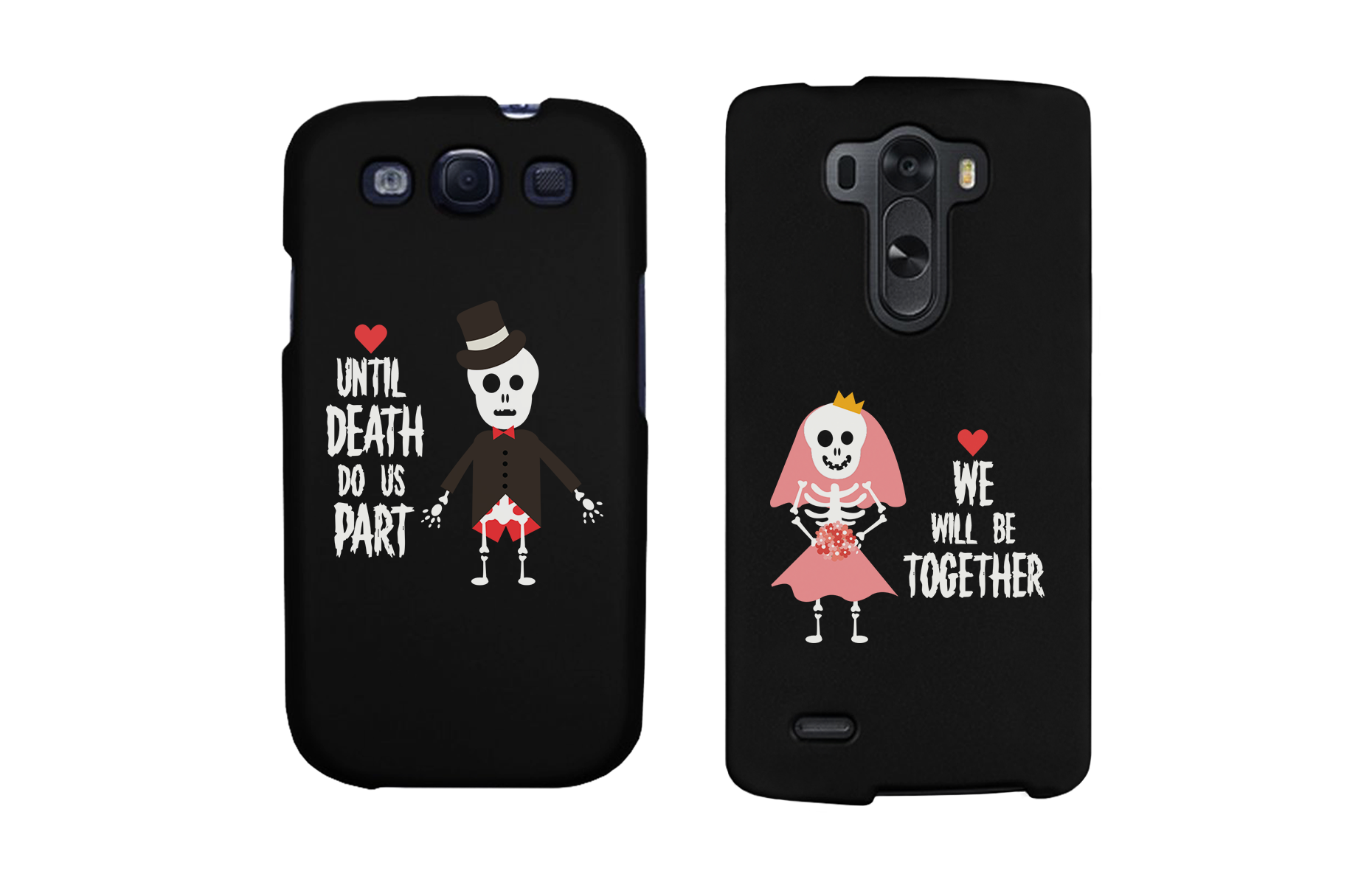 Skeleton Wedding Black Matching Couple Phone Cases Halloween Gifts - 365INLOVE