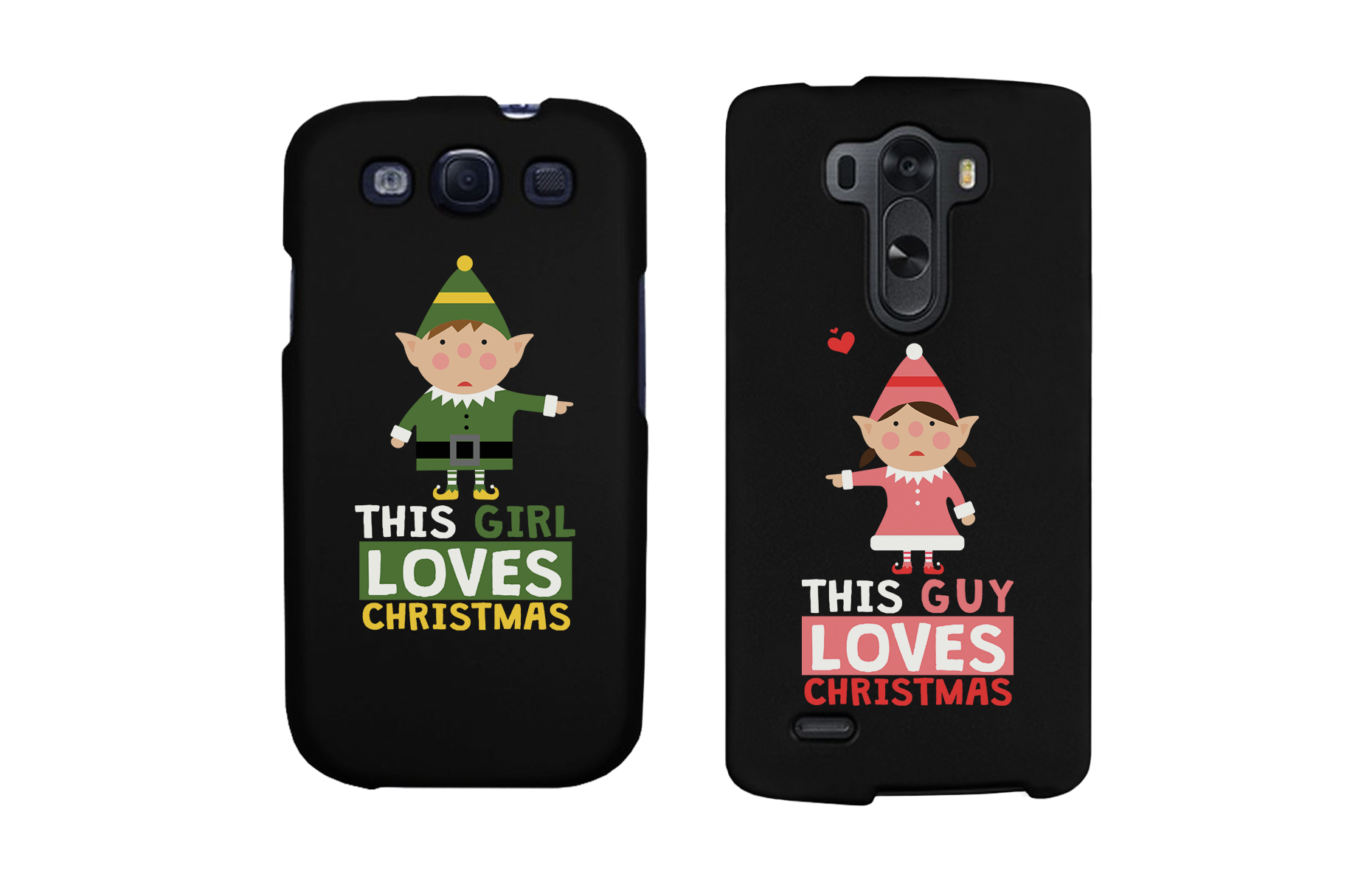This Girl and Guy Love Christmas Black Matching Couple Phone Cases - 365INLOVE