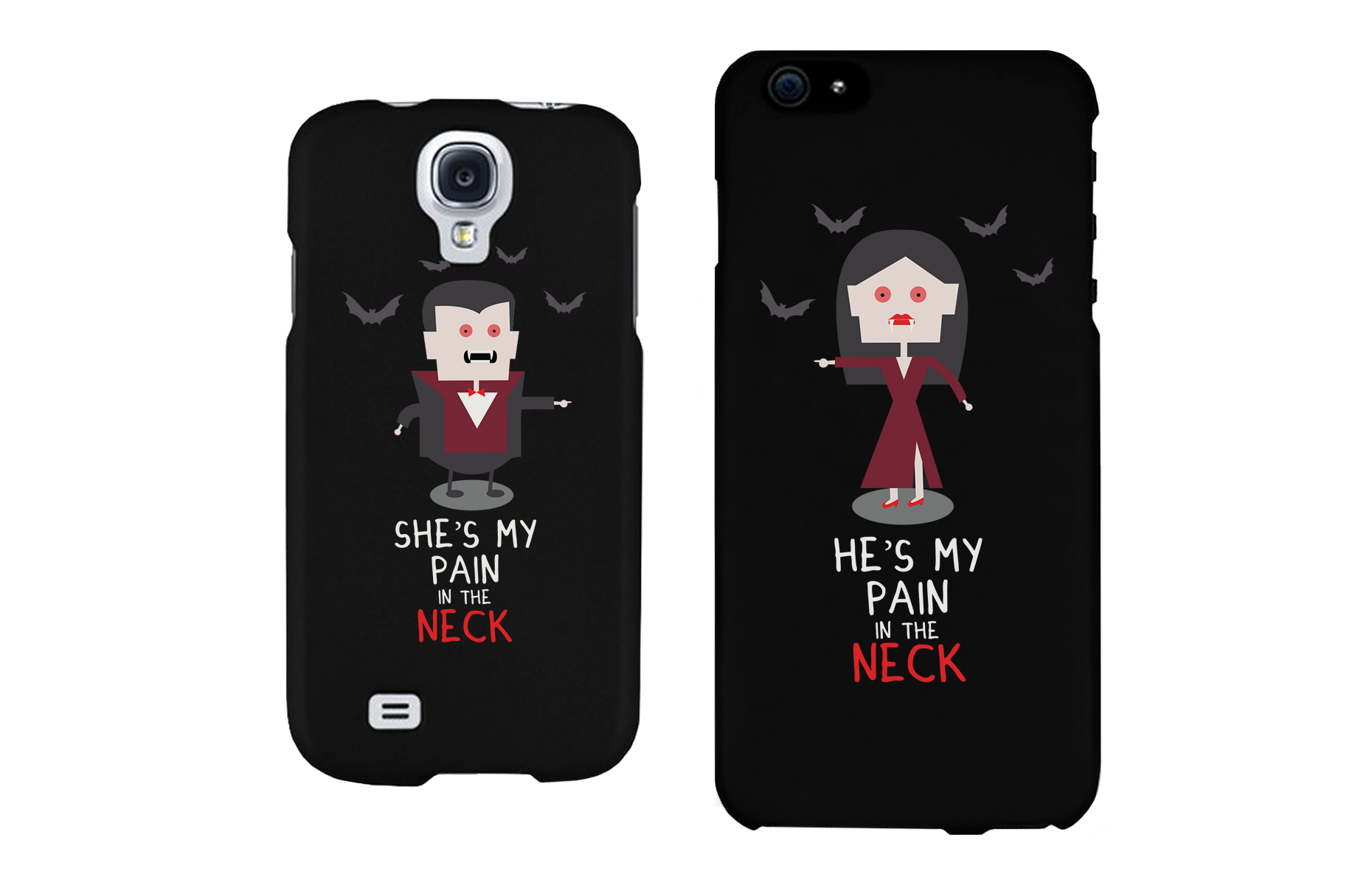 Pain in the Neck Vampires Black Matching Couple Phone Cases Halloween Gift - 365INLOVE