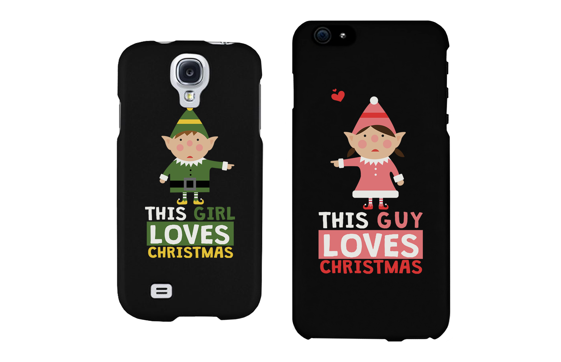 This Girl and Guy Love Christmas Black Matching Couple Phone Cases - 365INLOVE