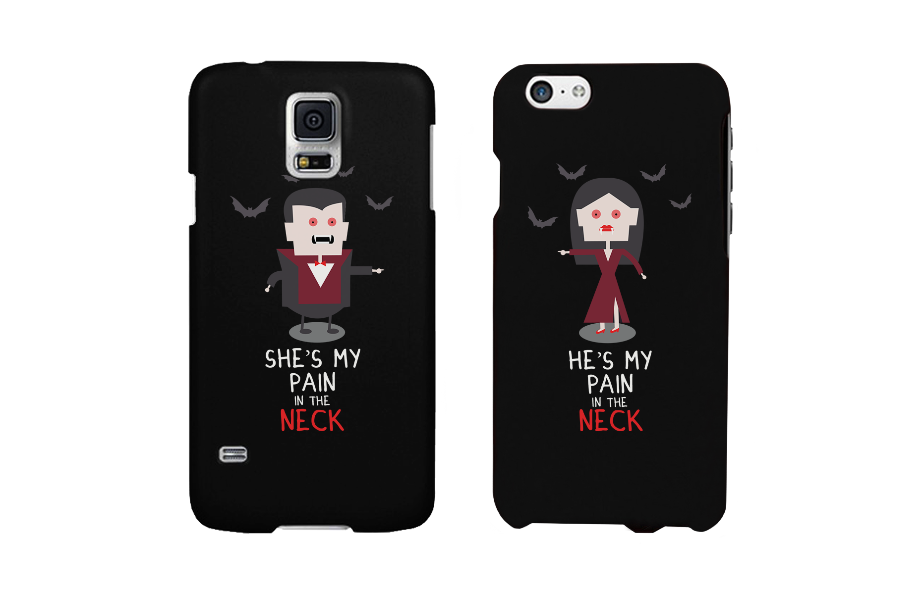 Pain in the Neck Vampires Black Matching Couple Phone Cases Halloween Gift - 365INLOVE