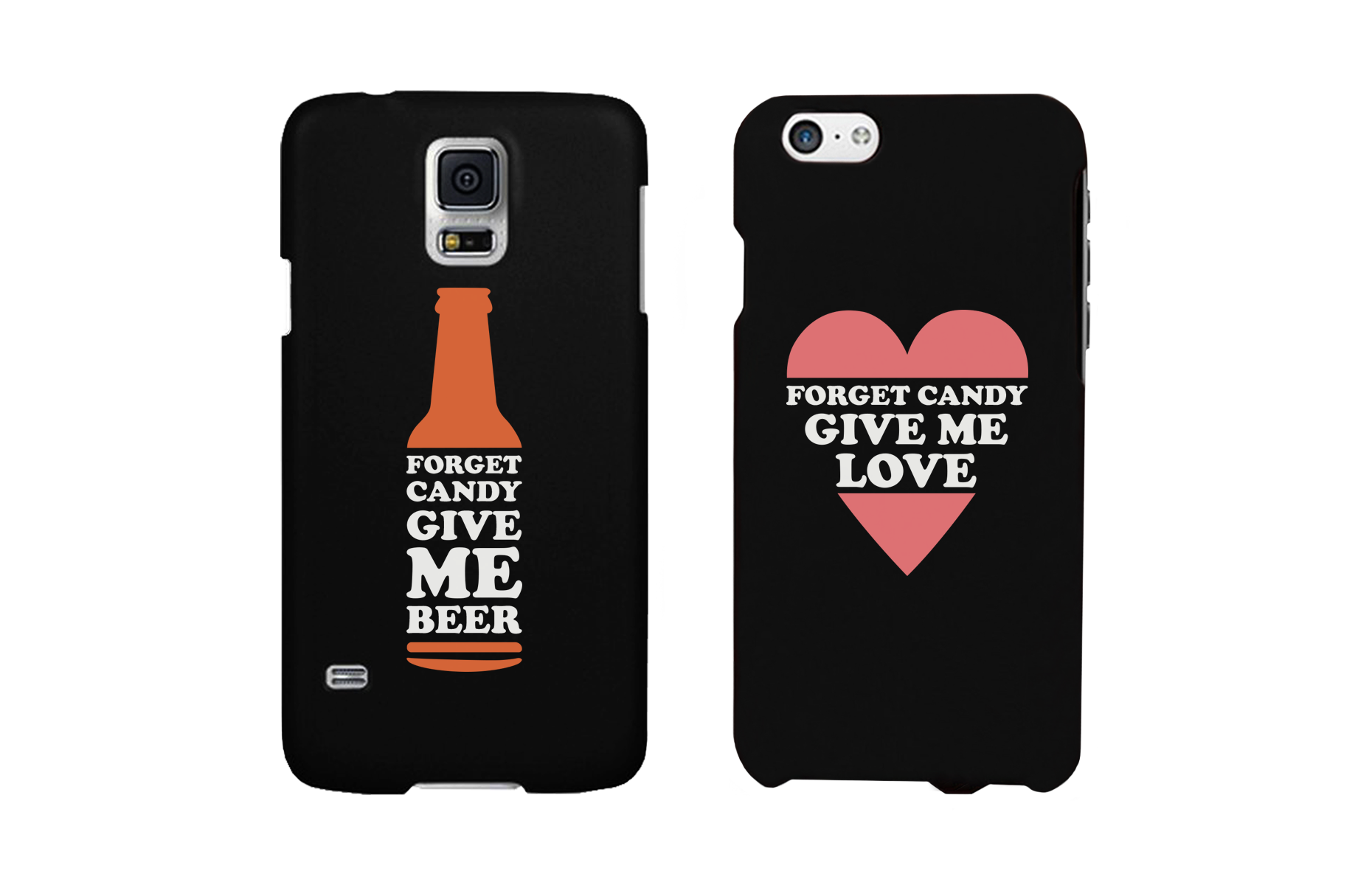 Forget Candy Give Me Beer and Love Couple Phone Cases Halloween Gifts - 365INLOVE