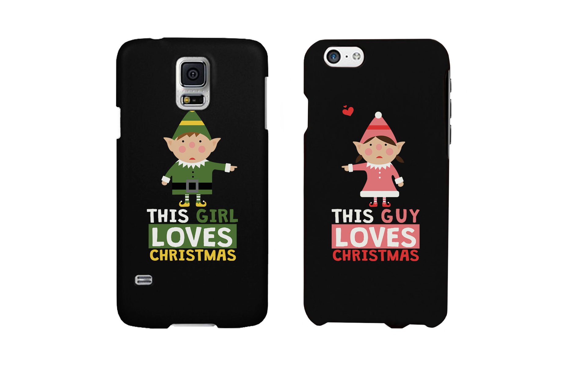This Girl and Guy Love Christmas Black Matching Couple Phone Cases - 365INLOVE