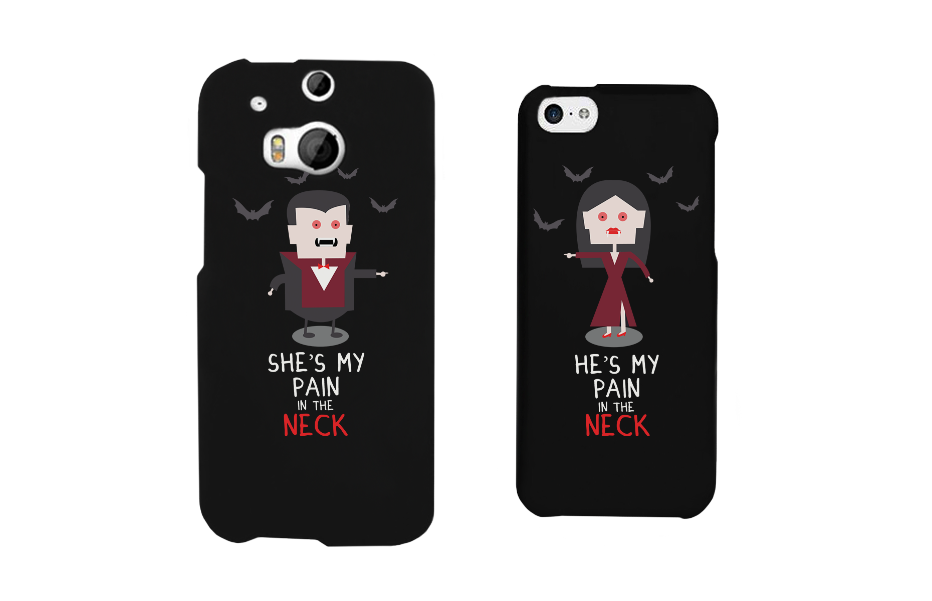 Pain in the Neck Vampires Black Matching Couple Phone Cases Halloween Gift - 365INLOVE