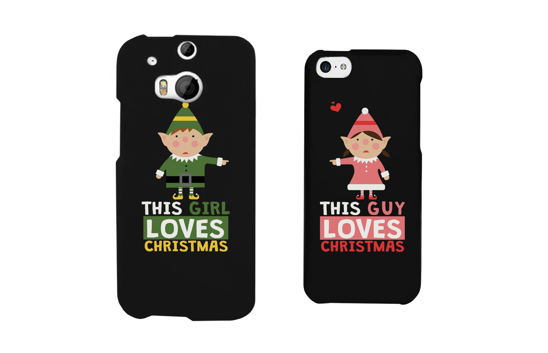 This Girl and Guy Love Christmas Black Matching Couple Phone Cases - 365INLOVE