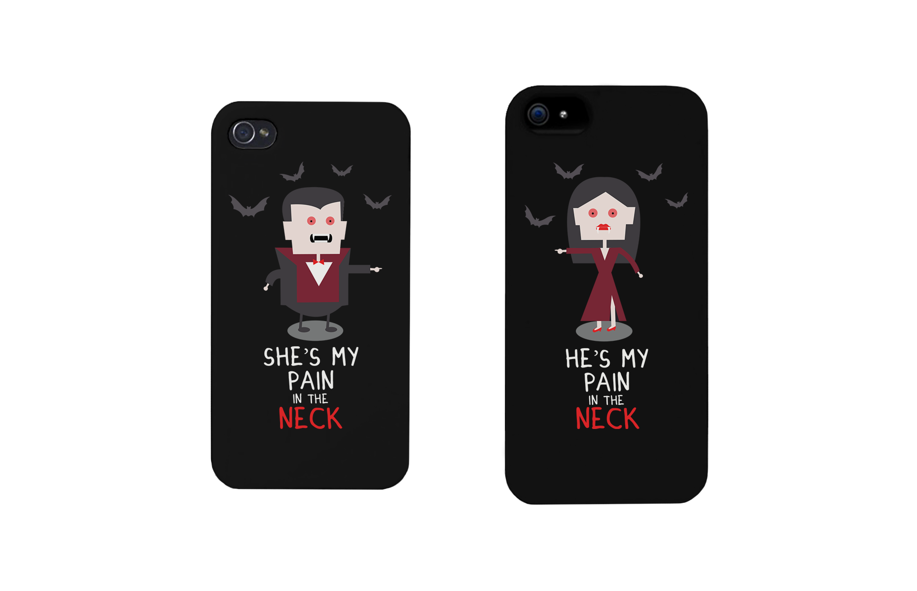 Pain in the Neck Vampires Black Matching Couple Phone Cases Halloween Gift - 365INLOVE