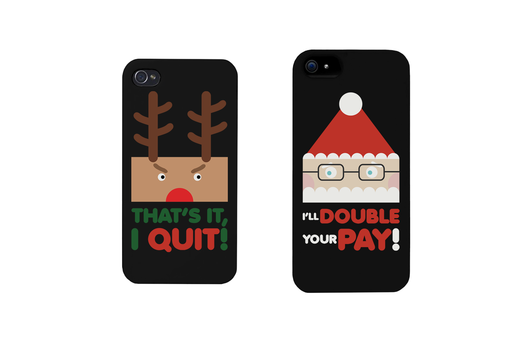 Rudolph and Santa Funny Black Matching Couple Phone Cases Christmas Gifts - 365INLOVE