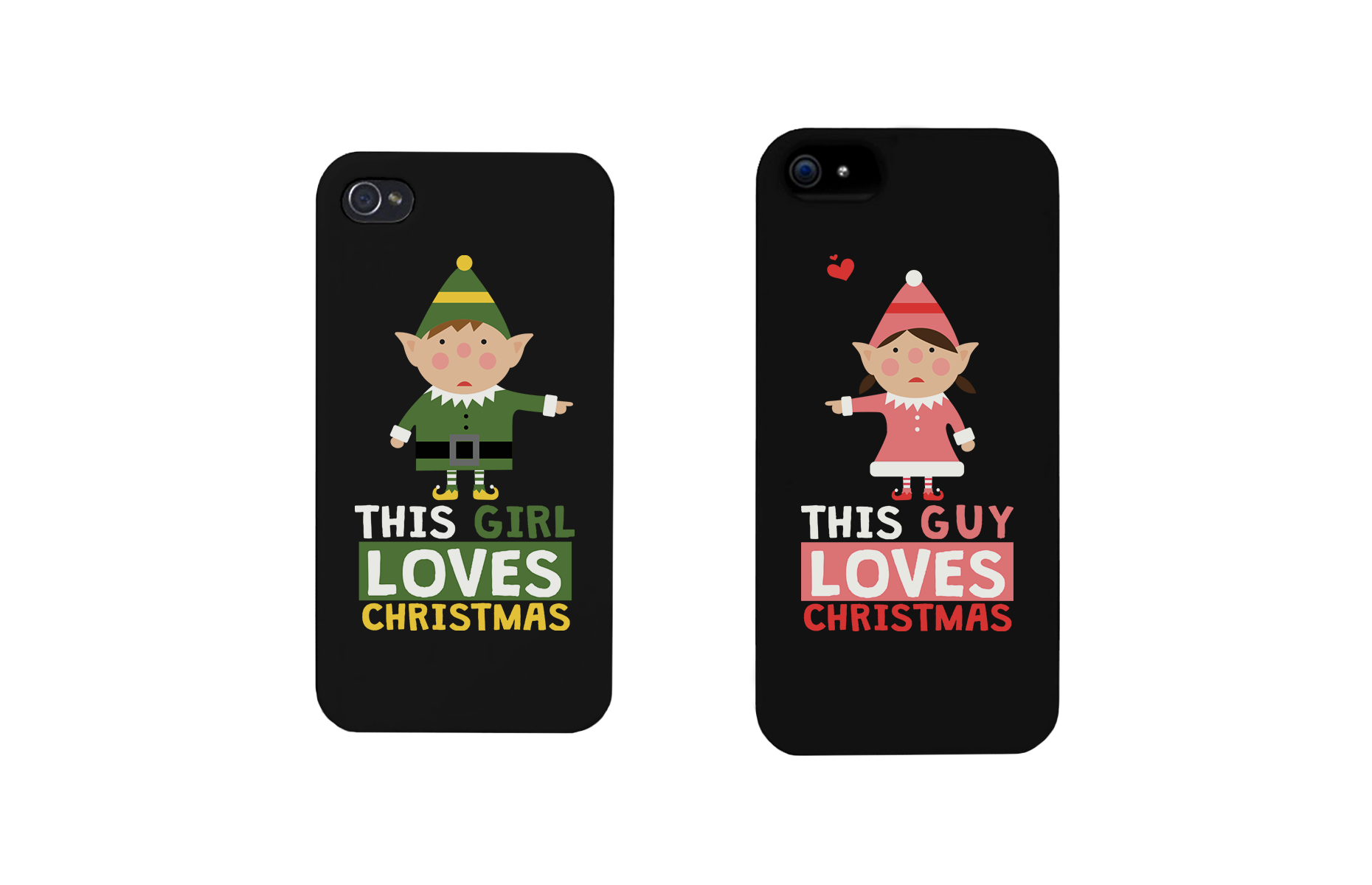 This Girl and Guy Love Christmas Black Matching Couple Phone Cases - 365INLOVE