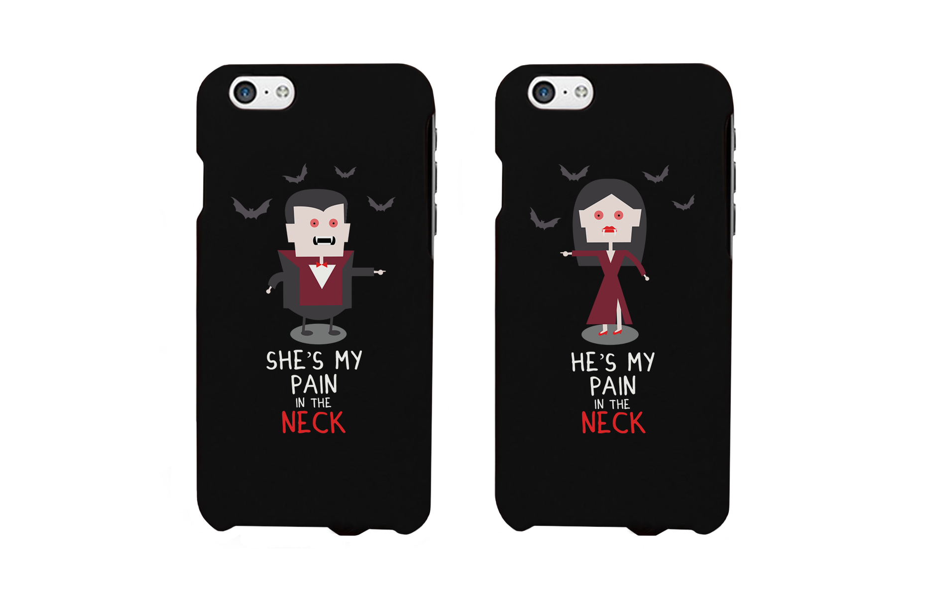 Pain in the Neck Vampires Black Matching Couple Phone Cases Halloween Gift - 365INLOVE