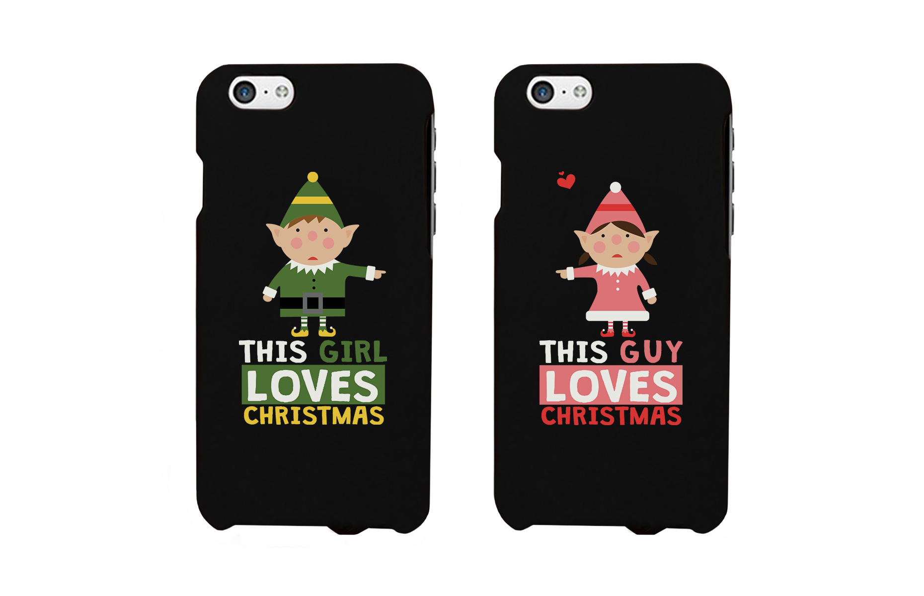 This Girl and Guy Love Christmas Black Matching Couple Phone Cases - 365INLOVE
