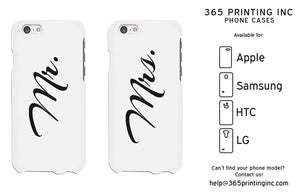 Mr and MRs Cursive White Matching Couple Phone Cases Anniversary Gift - 365INLOVE