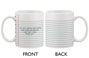 Funny Ceramic Coffee Mug With Bold Statement - Thank You, Teacher - 365INLOVE